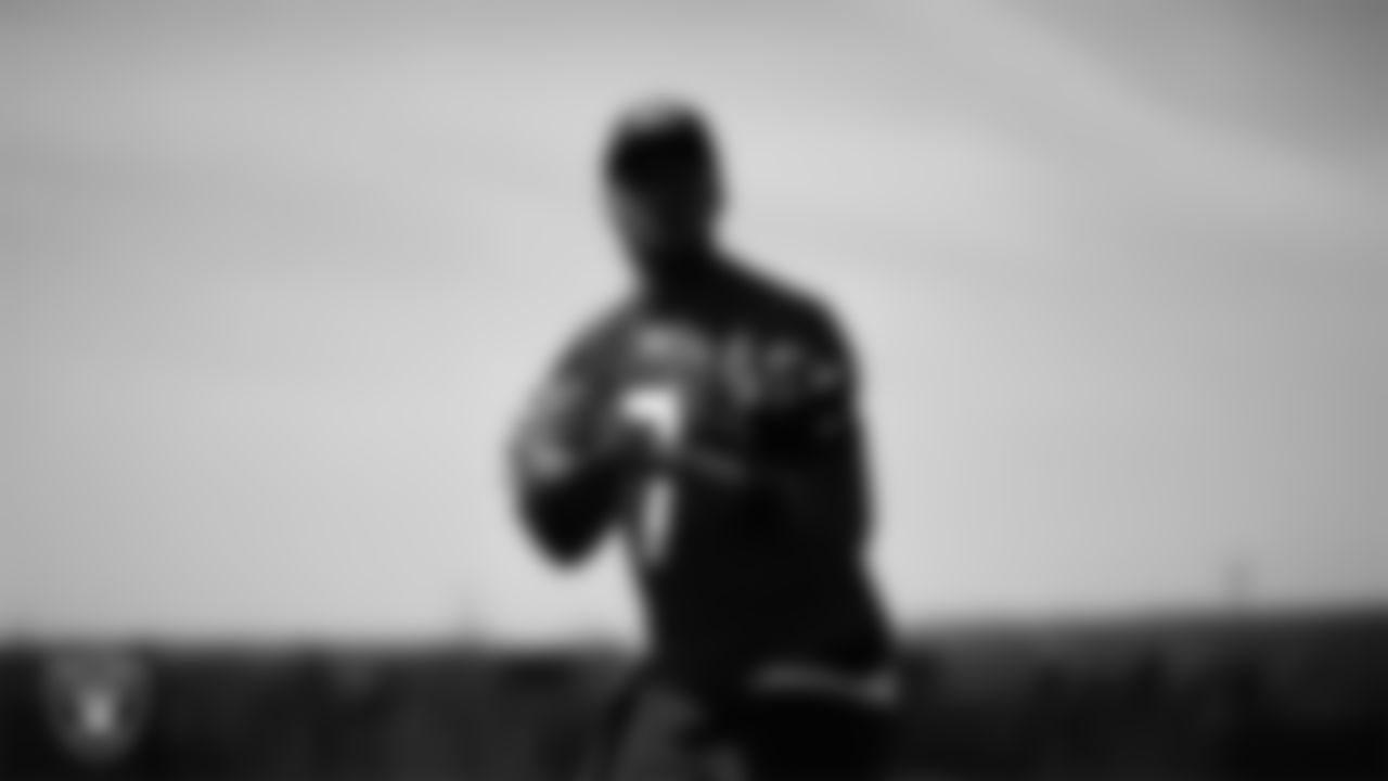 Las Vegas Raiders quarterback Geno Smith (7) at a workout during phase two of the offseason program at Intermountain Health Performance Center.