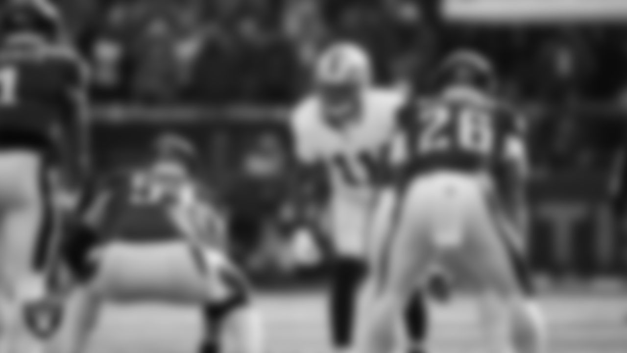 Las Vegas Raiders safety Jeremy Chinn (11) lines up before the snap during the regular season away game against the Philadelphia Eagles at Lincoln Financial Field.