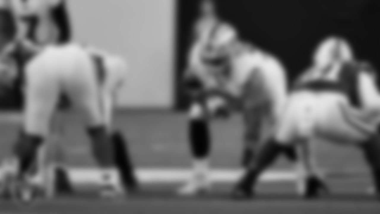 Las Vegas Raiders offensive lineman Stone Forsythe (70) lines up before the snap during the regular season away game against the Indianapolis Colts at Lucas Oil Stadium.