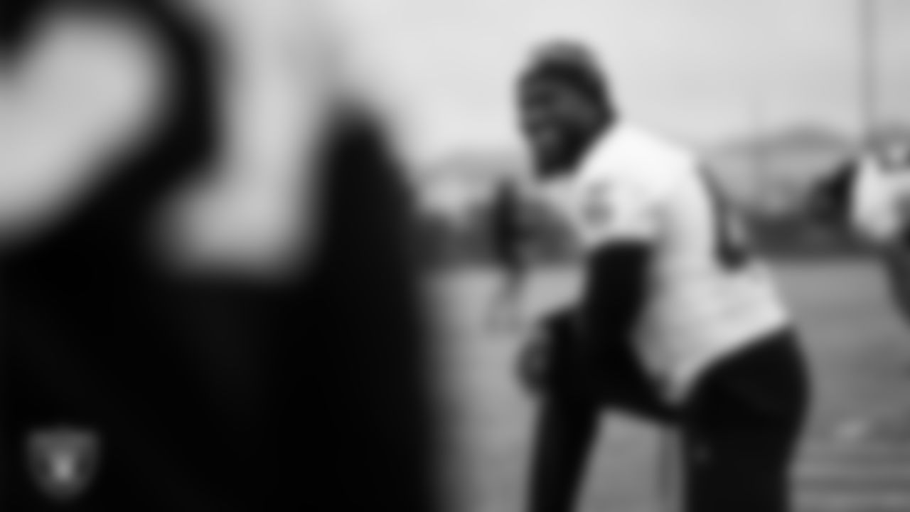 Las Vegas Raiders linebacker Devin White (45) during practice at Intermountain Health Performance Center.