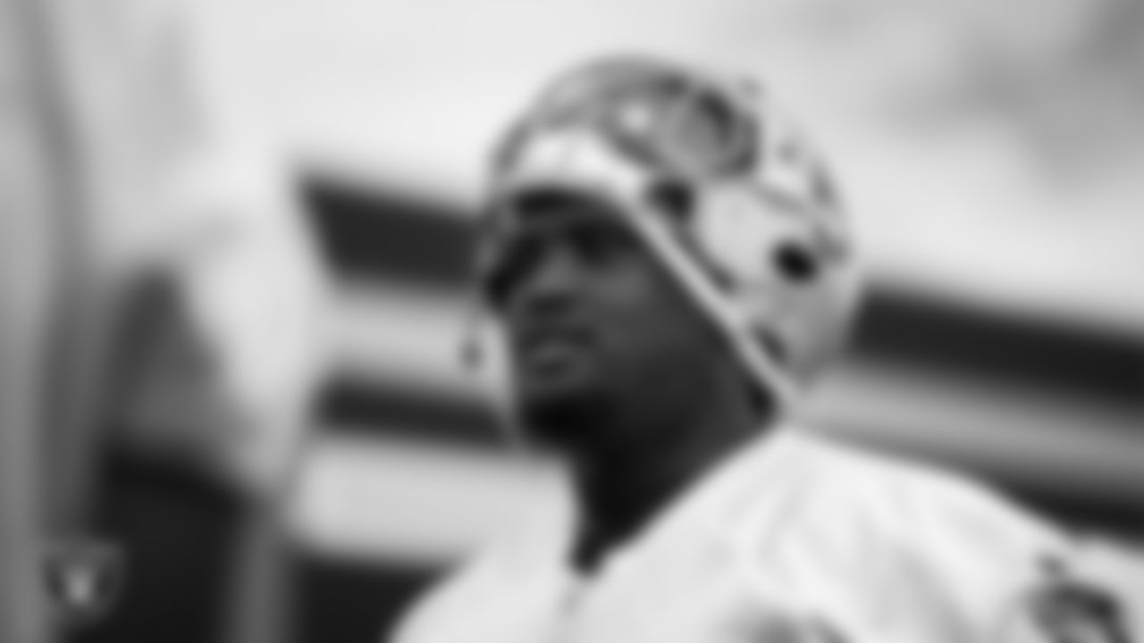 Las Vegas Raiders defensive tackle JJ Pegues (92) during practice at Intermountain Health Performance Center.