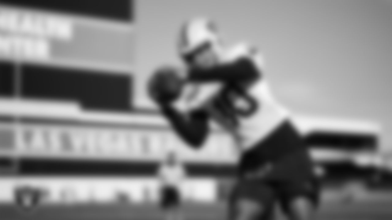 Las Vegas Raiders wide receiver Dont'e Thornton Jr. (10) during practice at Intermountain Health Performance Center.