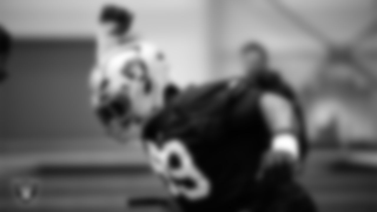 Las Vegas Raiders defensive tackle Adam Butler (69) during practice at Intermountain Health Performance Center.