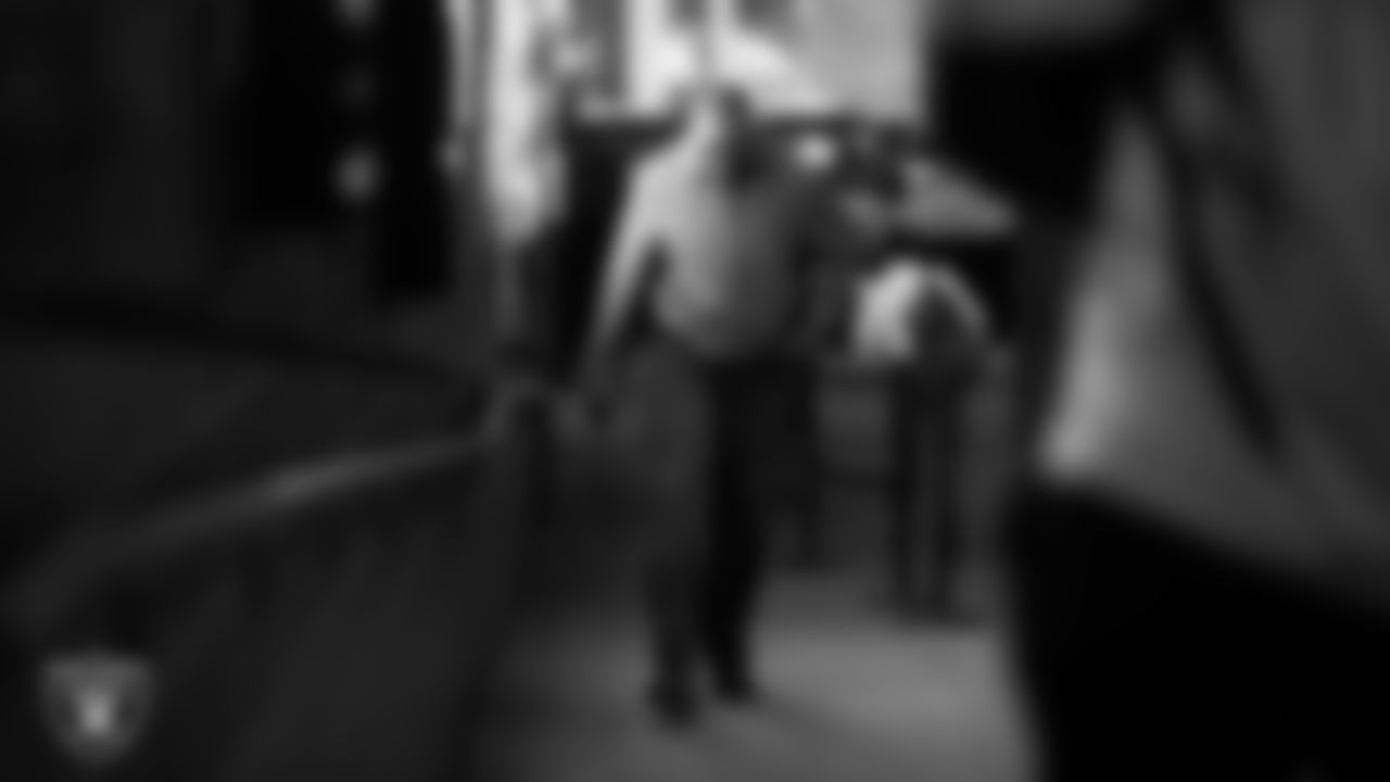 Las Vegas Raiders running back Zamir White (3) arrives to the regular season home game against the Denver Broncos at Allegiant Stadium.