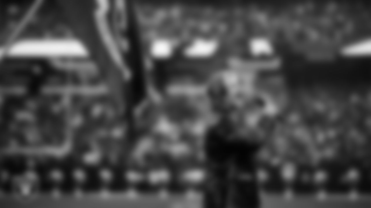 Singer Bucky Heard performs the national anthem before the Las Vegas Raiders' preseason home game against the San Francisco 49ers at Allegiant Stadium.
