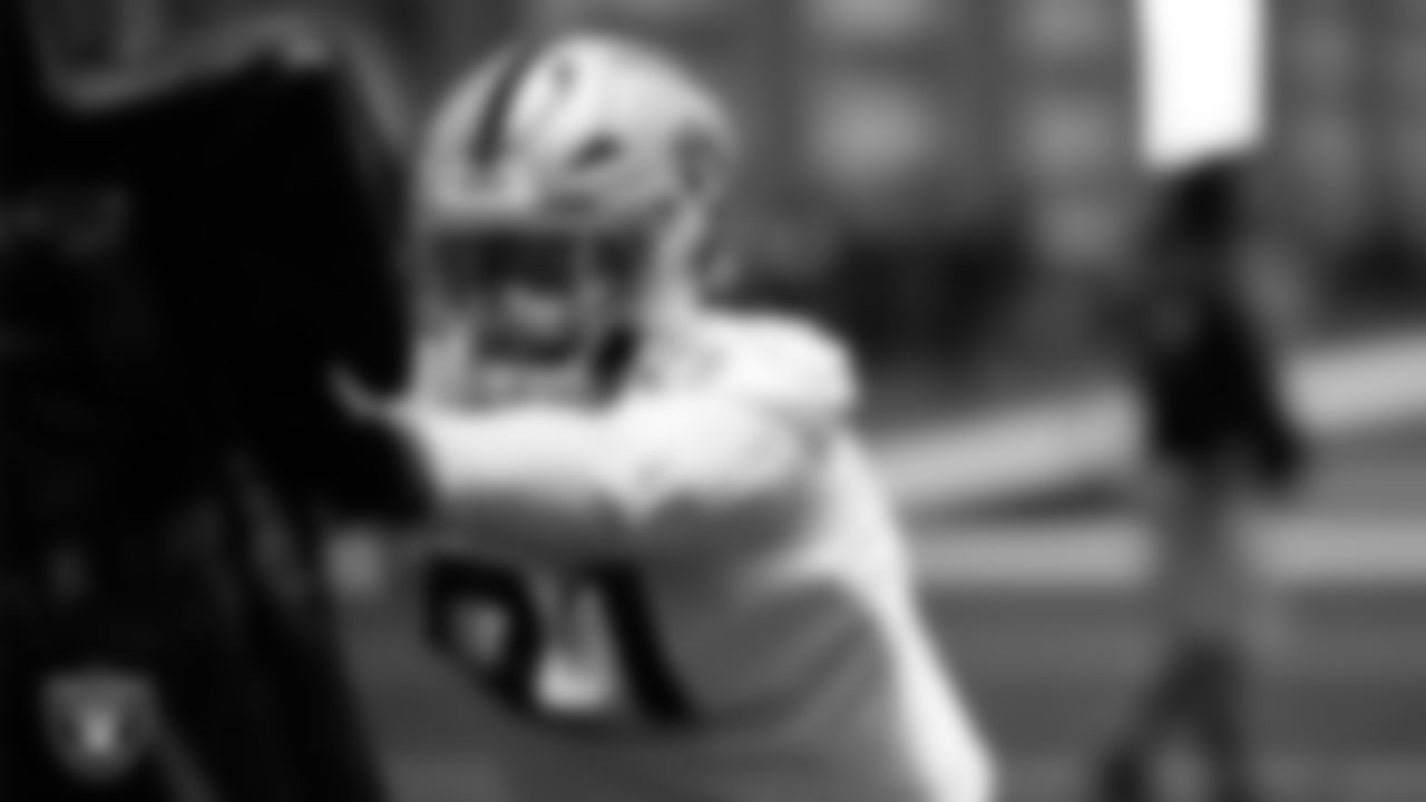 Las Vegas Raiders defensive tackle Tonka Hemingway (97) during practice at Intermountain Health Performance Center.