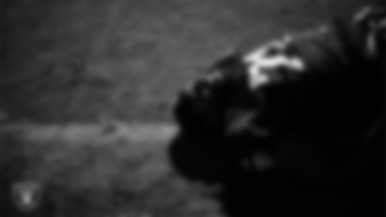 Las Vegas Raiders tackle DJ Glaze (71) during practice at Intermountain Health Performance Center.