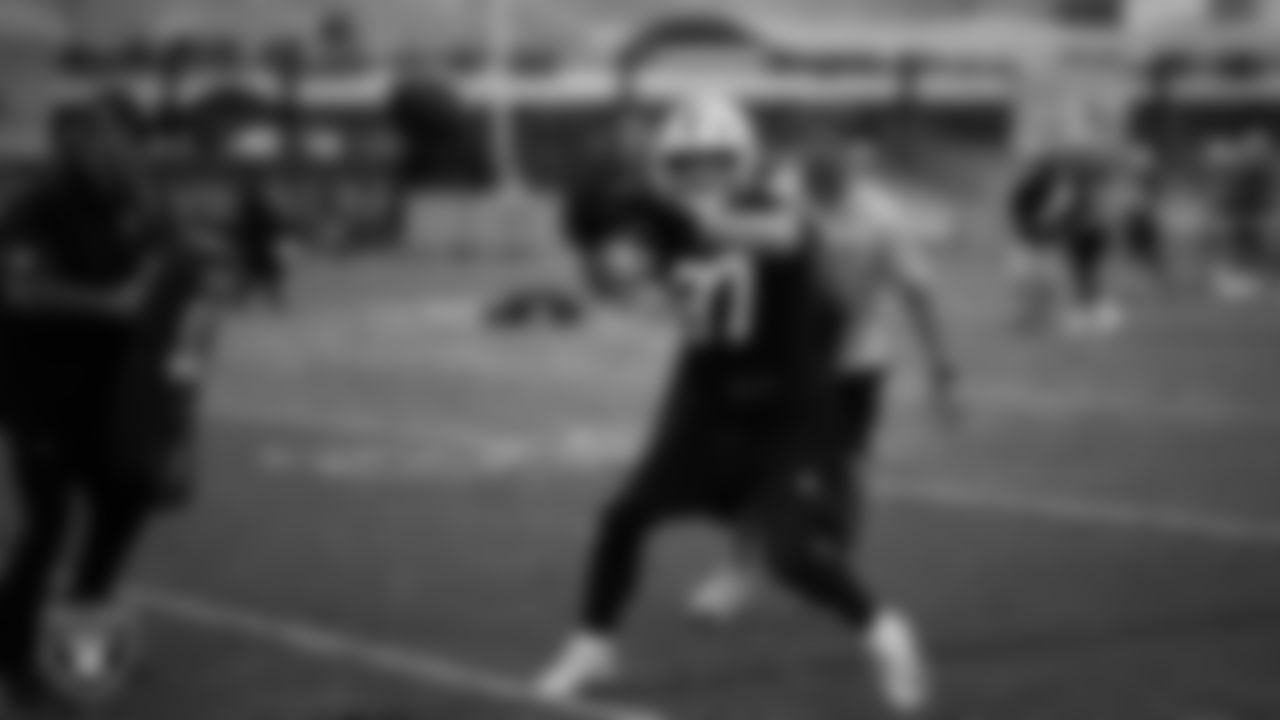 Las Vegas Raiders tight end Michael Mayer (87) during practice at Intermountain Health Performance Center.