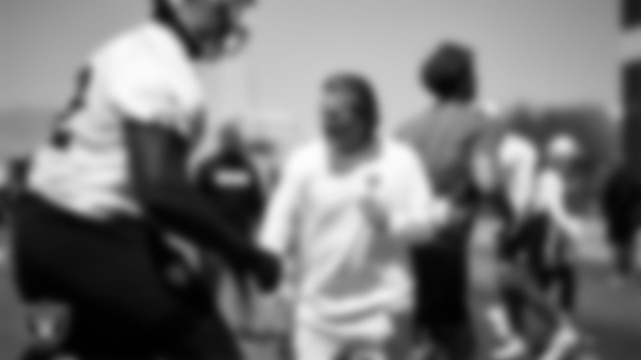 Las Vegas Raiders quarterbacks coach Greg Olson at an Organized Team Activity (OTA) at Intermountain Health Performance Center.