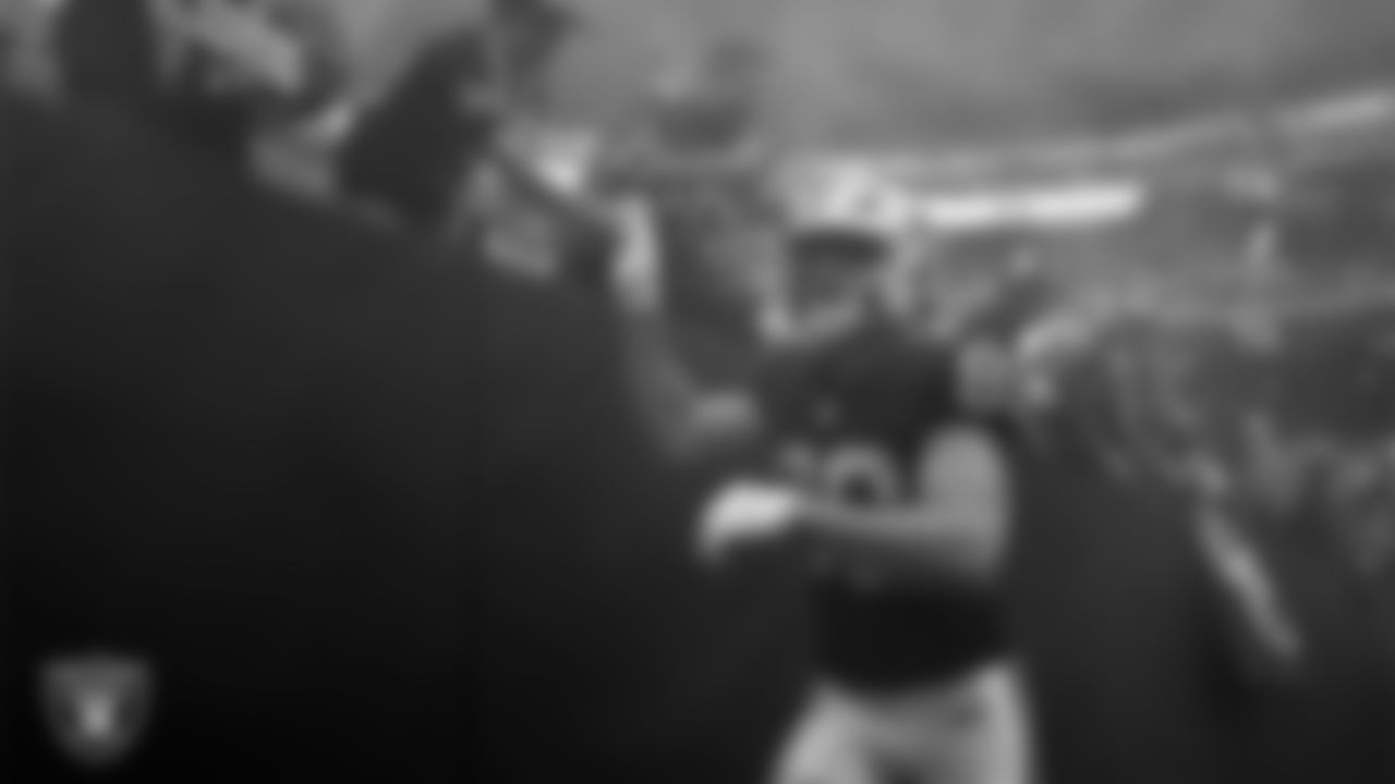 Las Vegas Raiders tight end Brock Bowers (89) is introduced onto the field before the preseason home game against the San Francisco 49ers at Allegiant Stadium.