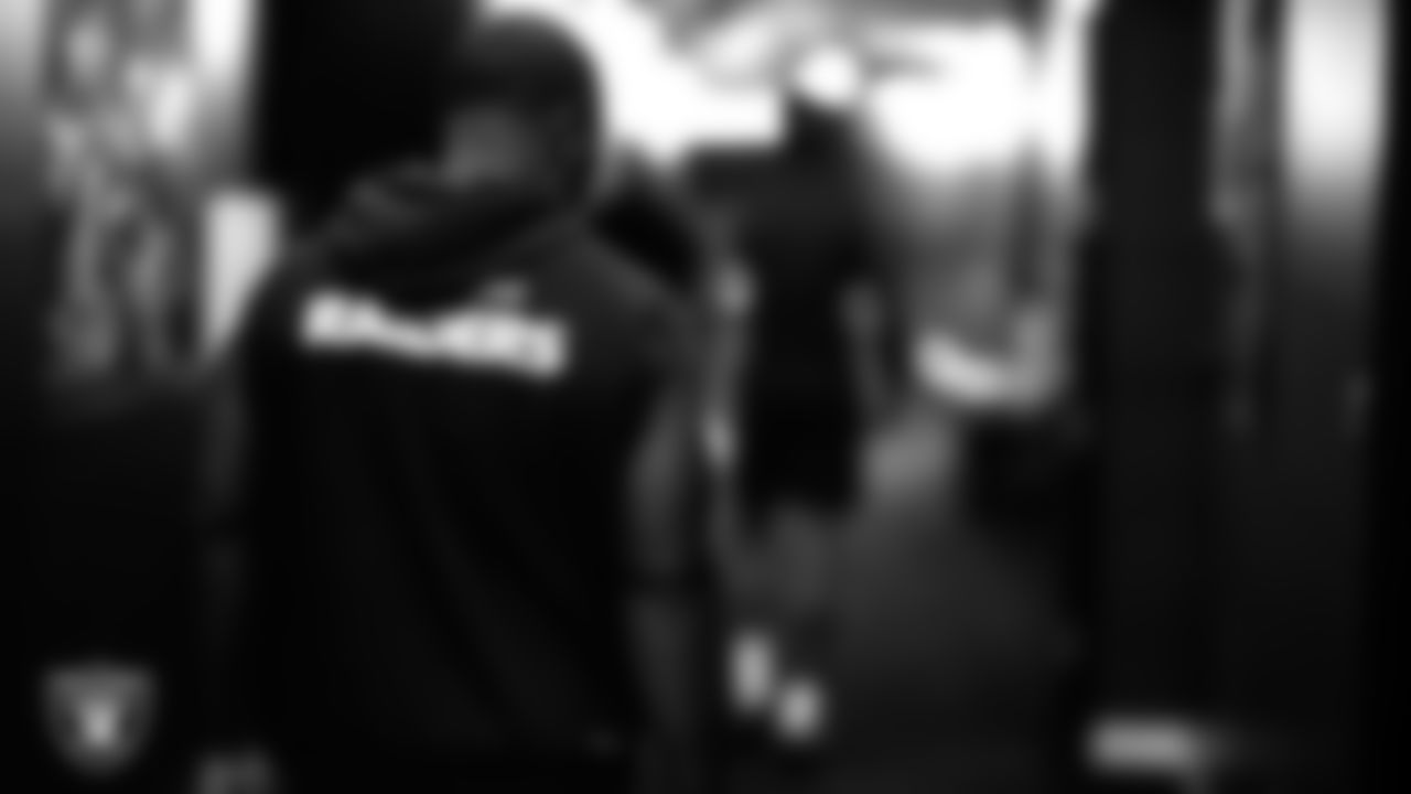 Las Vegas Raiders linebacker Devin White (45) walks walks to the locker room before the regular season home game against the Los Angeles Chargers at Allegiant Stadium.