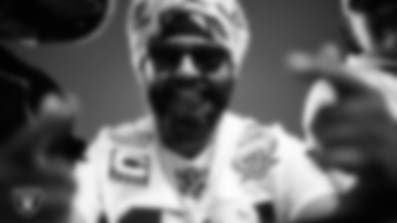 A fan before the Las Vegas Raiders' regular season away game against the Denver Broncos at Empower Field at Mile High.