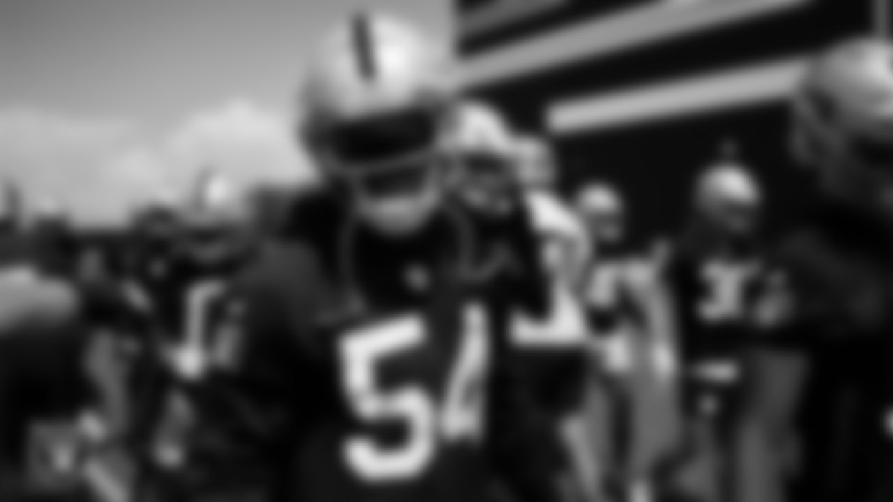 Las Vegas Raiders linebacker Jaylon Smith (54) at an Organized Team Activity (OTA) at Intermountain Health Performance Center.