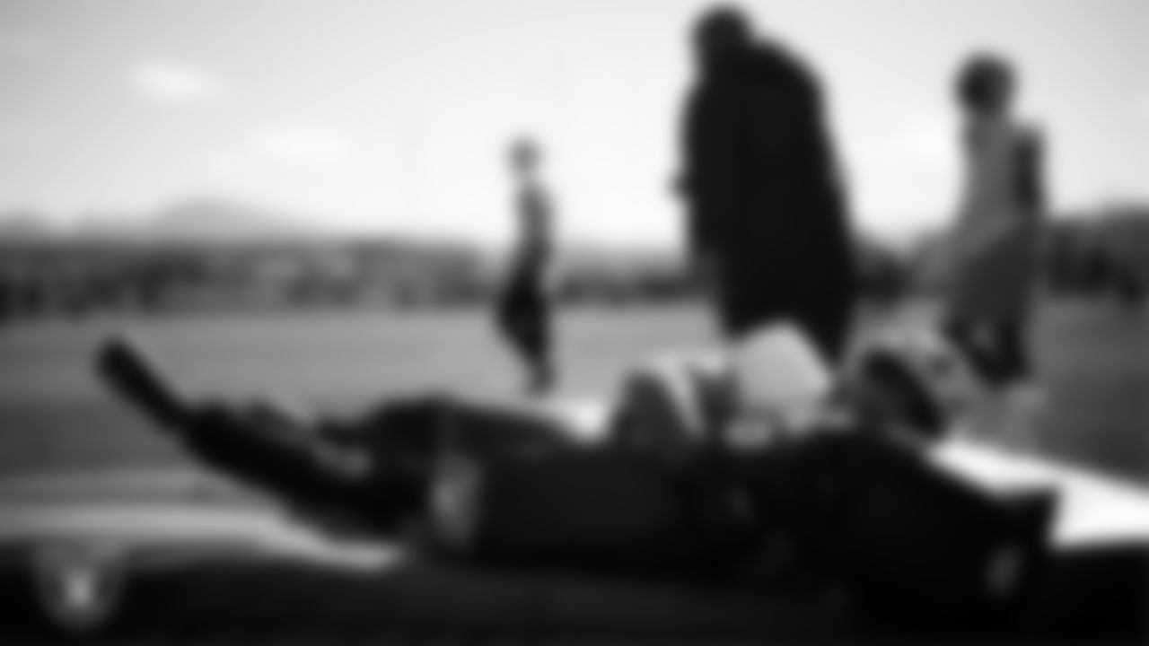 Las Vegas Raiders linebacker Jon Rhattigan (59) during practice at Intermountain Health Performance Center.