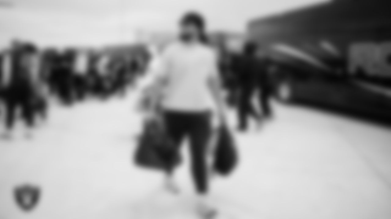 Las Vegas Raiders defensive tackle Leki Fotu (95) departs for the preseason away game against the Arizona Cardinals.