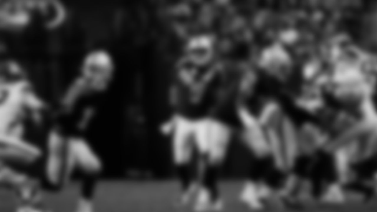 Las Vegas Raiders quarterback Geno Smith (7) passes during the regular season home game against the Denver Broncos at Allegiant Stadium.