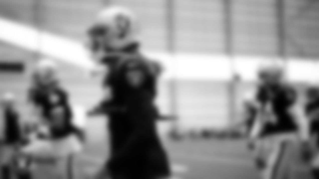 Las Vegas Raiders cornerback Eric Stokes (22) on the field for practice at 2025 Training Camp at Intermountain Health Performance Center.