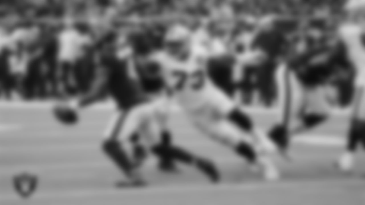 Oakland Raiders defensive tackle Maurice Hurst (73) during the regular season game against the Houston Texans at NRG Stadium, Sunday, October 27, 2019, in Houston, Texas.