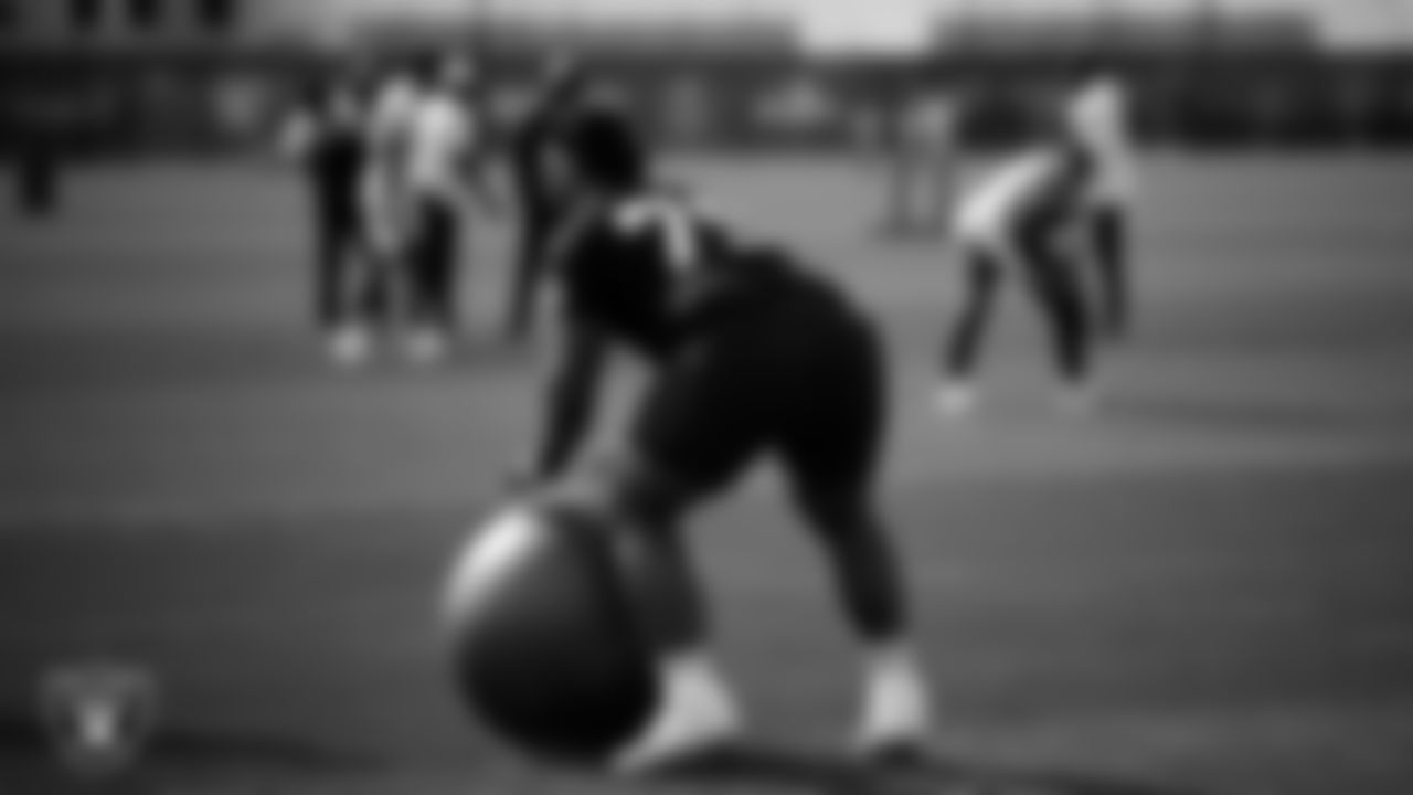 Las Vegas Raiders offensive lineman Laki Tasi (79) during practice at Intermountain Health Performance Center.