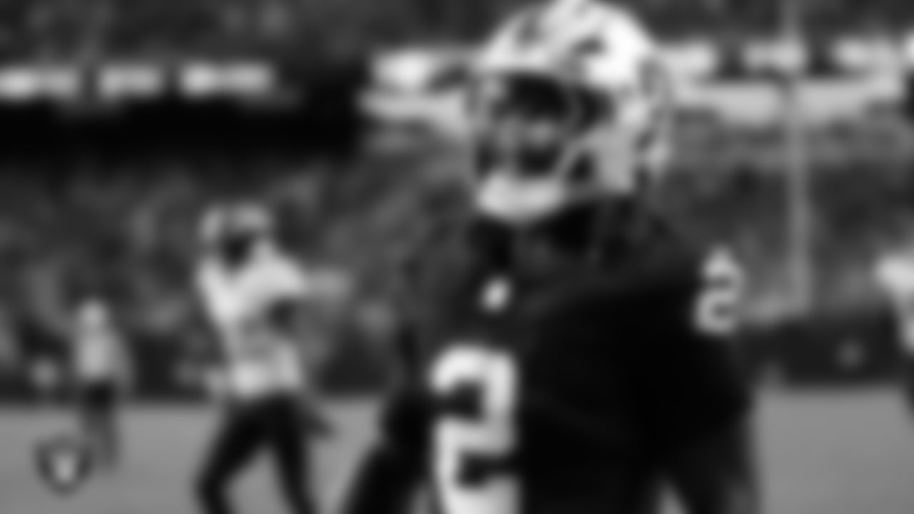 Las Vegas Raiders running back Ashton Jeanty (2) celebrates after making a 15-yard touchdown catch during the regular season home game against the Jacksonville Jaguars at Allegiant Stadium.