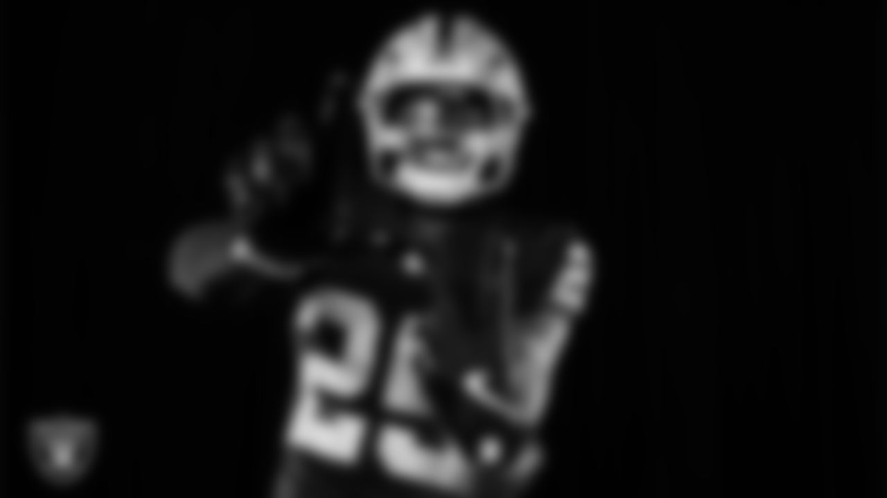 Las Vegas Raiders cornerback Decamerion Richardson (25) poses for a photo at the 2025 Raiders Media Day.