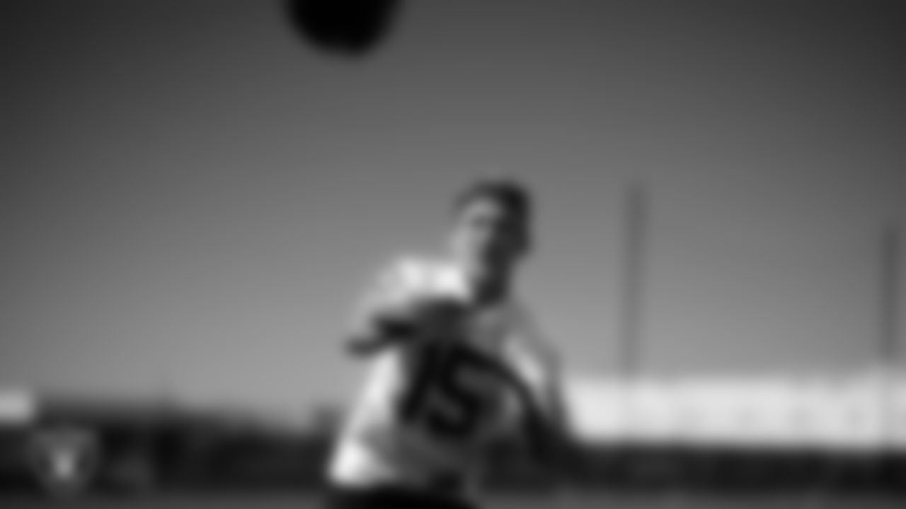 Las Vegas Raiders wide receiver Kyle Philips (15) at a workout during phase two of the offseason program at Intermountain Health Performance Center.