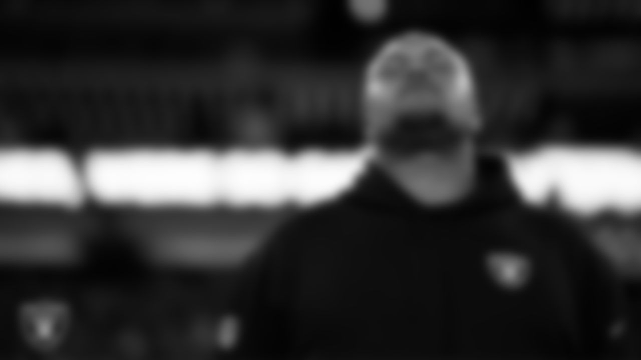 Las Vegas Raiders Interim Head Coach Antonio Pierce during the national anthem before the regular season home game against the New York Jets at Allegiant Stadium.