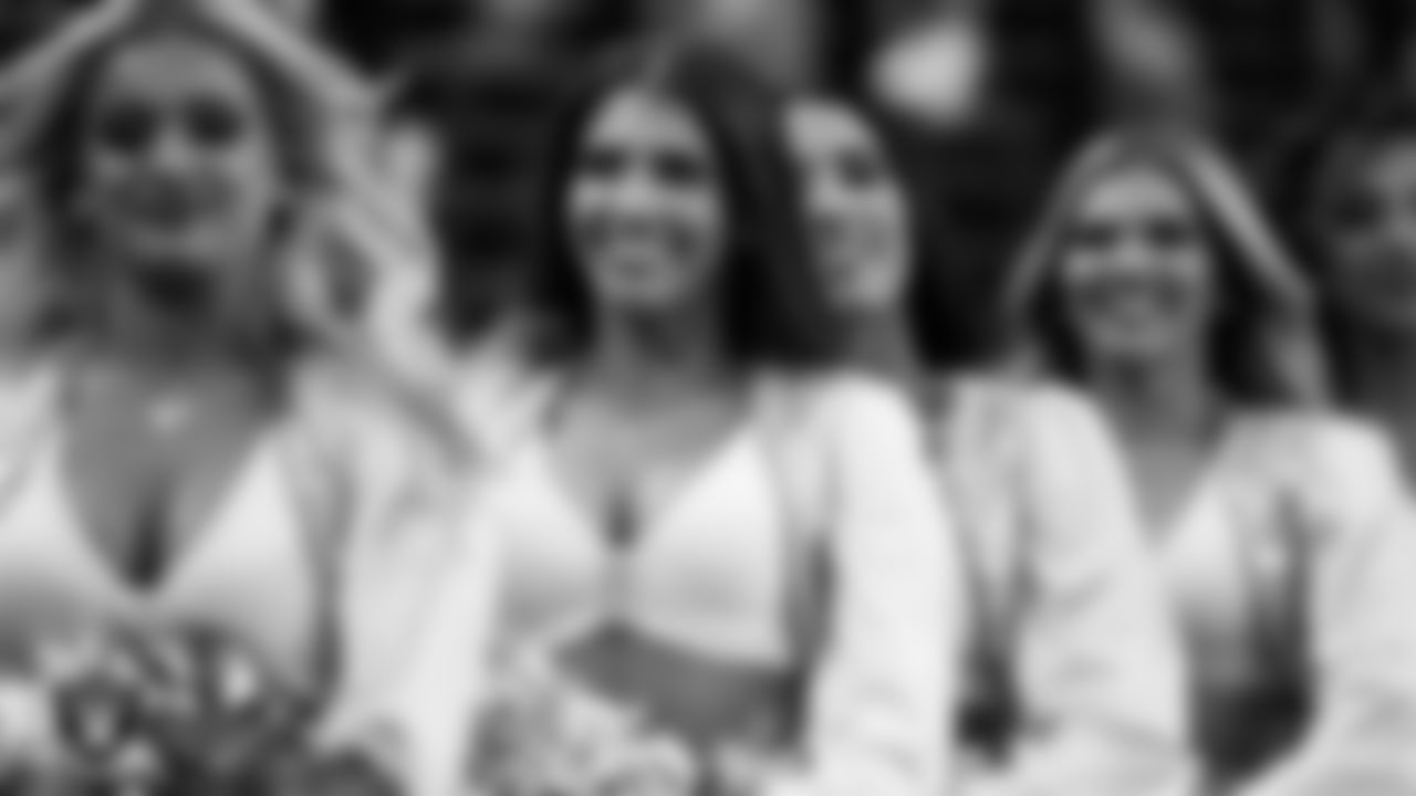 Raiderette Ashtin on the sidelines during the regular season home game against the Denver Broncos at Allegiant Stadium.