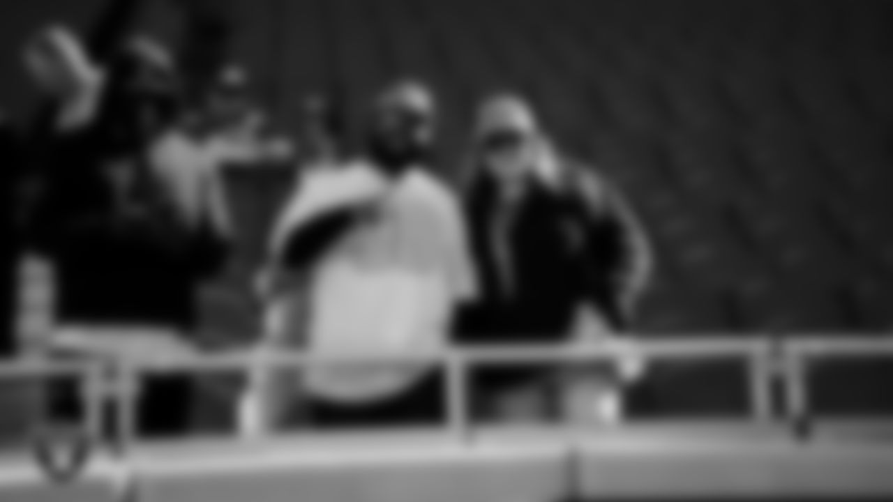 Fans before the Las Vegas Raiders' regular season away game against the Kansas City Chiefs at GEHA Field at Arrowhead Stadium.