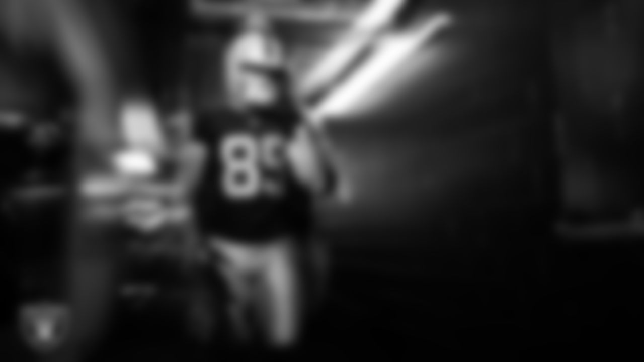 Las Vegas Raiders tight end Brock Bowers (89) walks down the tunnel before the regular season home game against the Jacksonville Jaguars at Allegiant Stadium.