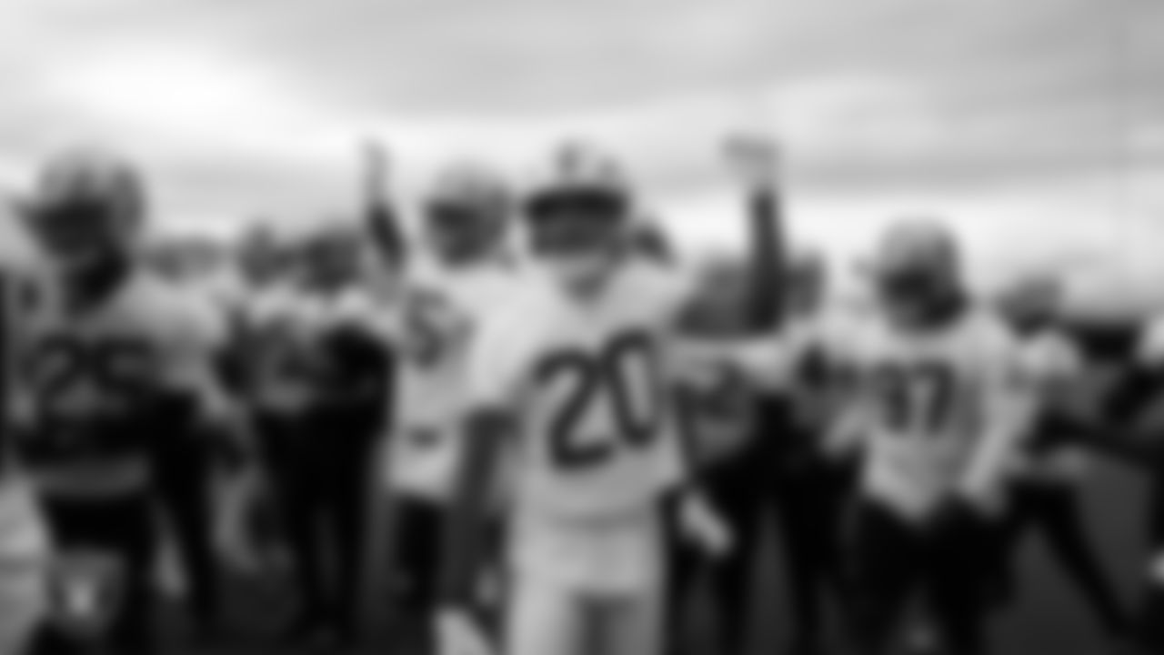 Las Vegas Raiders safety Isaiah Pola-Mao (20) during practice at Intermountain Health Performance Center.