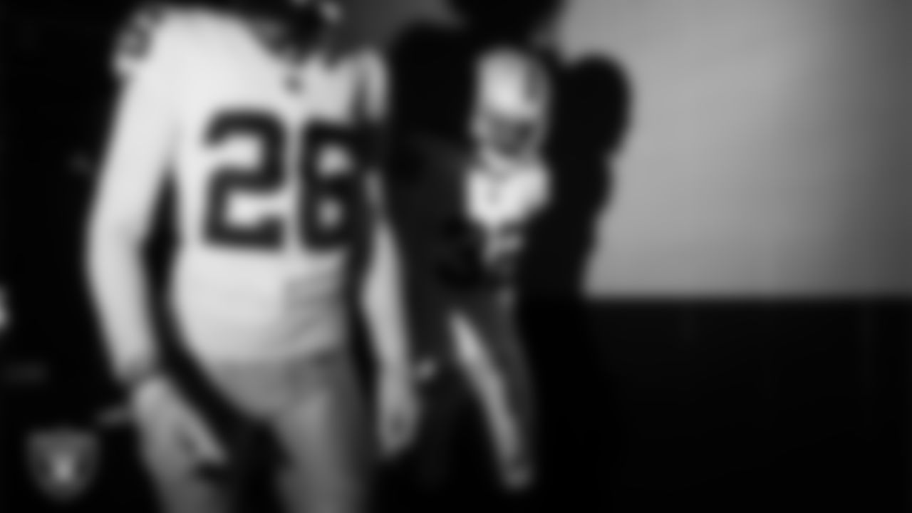 Las Vegas Raiders safety Lonnie Johnson Jr. (32) walks down the tunnel before the regular season away game against the Philadelphia Eagles at Lincoln Financial Field.