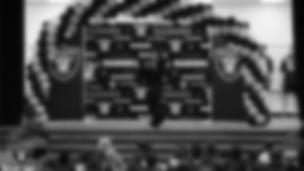 Las Vegas Raiders President Sandra Douglass Morgan during a pep rally at Matt Kelly Elementary School.