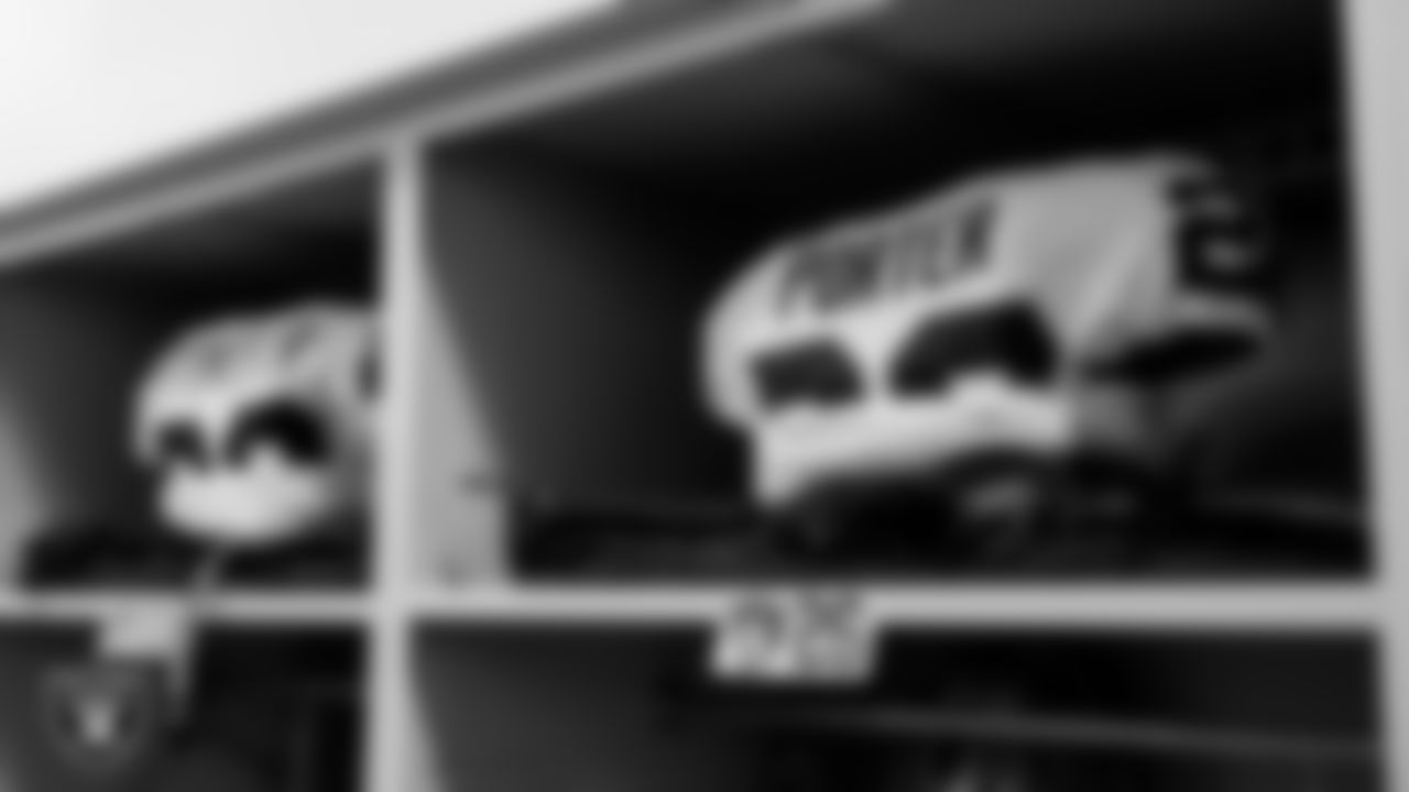 The locker room prior to the Las Vegas Raiders' arrival for their regular season away game against the Los Angeles Chargers at SoFi Stadium.