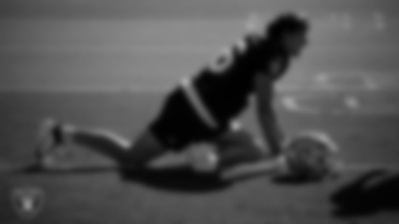 Las Vegas Raiders tight end Carter Runyon (46) during practice at Intermountain Health Performance Center.