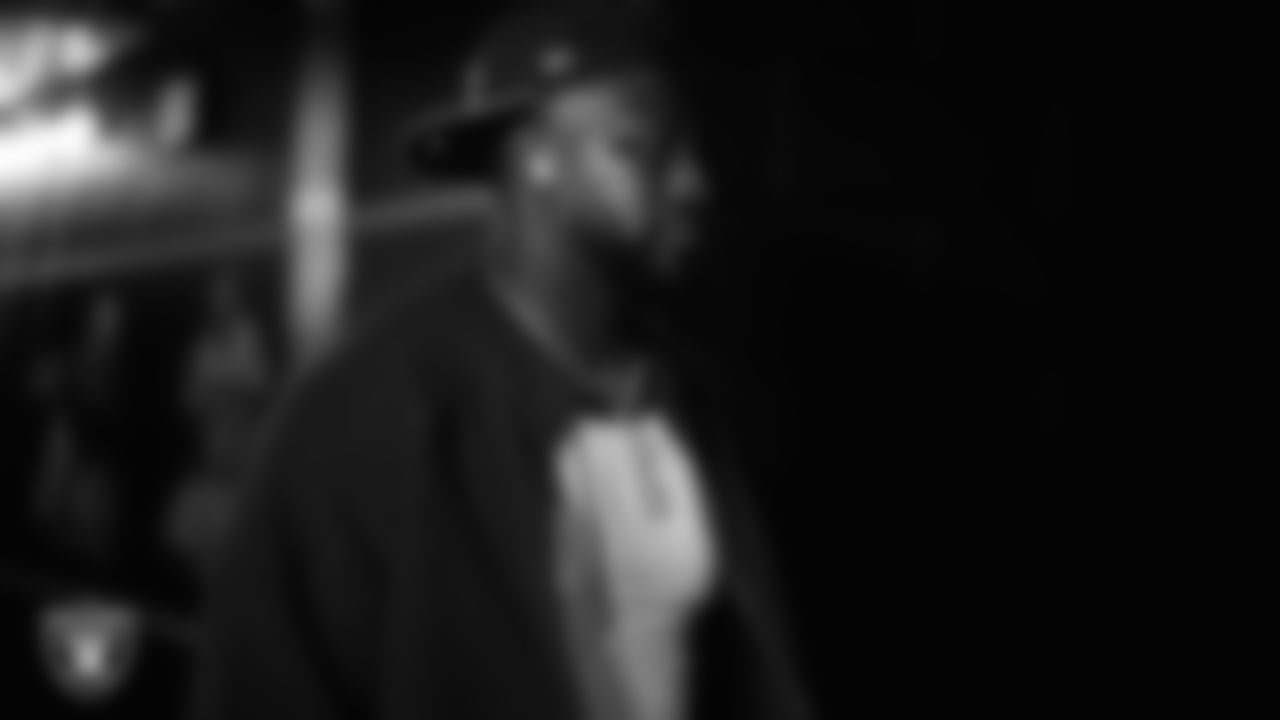 Las Vegas Raiders linebacker Devin White (45) arrives to the regular season home game against the Kansas City Chiefs at Allegiant Stadium.