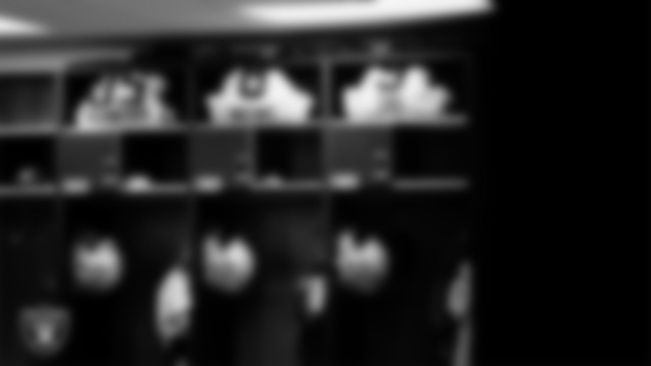 The locker room prior to the Las Vegas Raiders' arrival for their regular season away game against the Kansas City Chiefs at GEHA Field at Arrowhead Stadium.