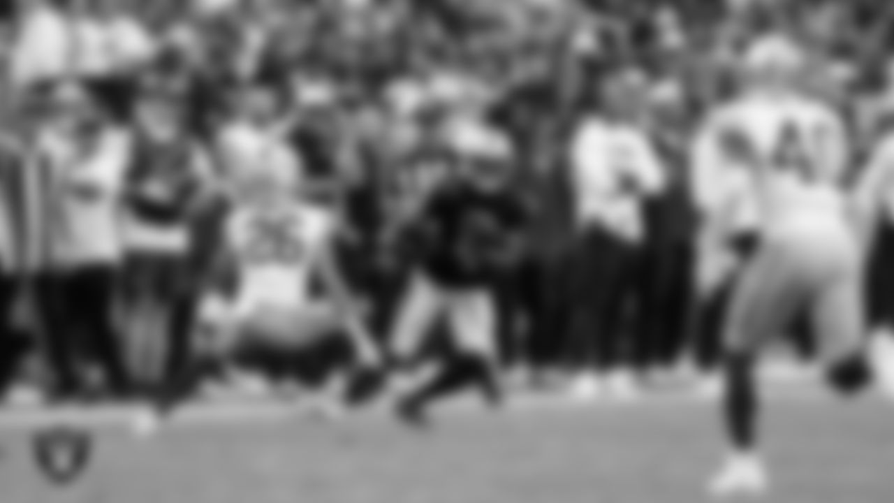 Las Vegas Raiders wide receiver Shedrick Jackson (4) during the preseason home game against the San Francisco 49ers at Allegiant Stadium.