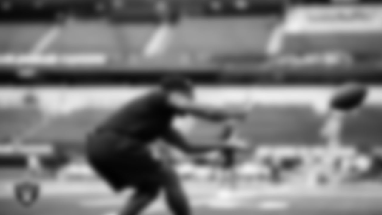 Las Vegas Raiders wide receiver Tre Tucker (11) warming up before the regular season away game against the Los Angeles Chargers at SoFi Stadium.