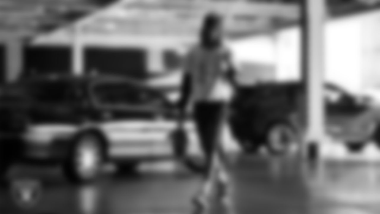 Las Vegas Raiders wide receiver Dont'e Thornton Jr. (10) arrives to the regular season home game against the Dallas Cowboys at Allegiant Stadium.