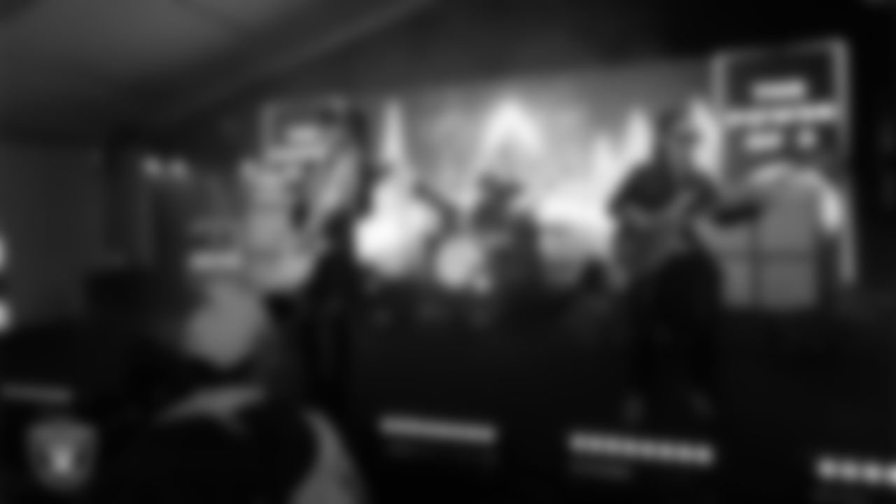 The Power of 3 performs at the Modelo Tailgate Zone before the Las Vegas Raiders' regular season home game against the Dallas Cowboys at Allegiant Stadium.