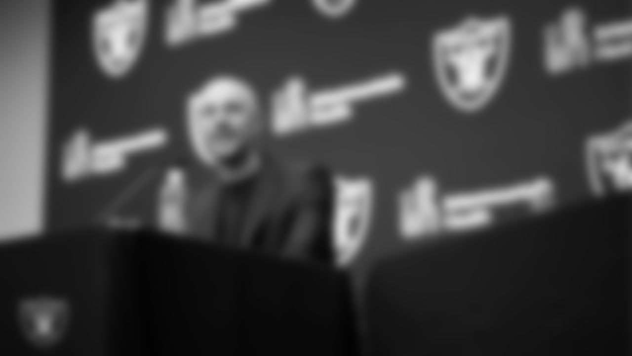 Las Vegas Raiders General Manager John Spytek during Head Coach Klint Kubiak's introductory press conference at Intermountain Health Performance Center.