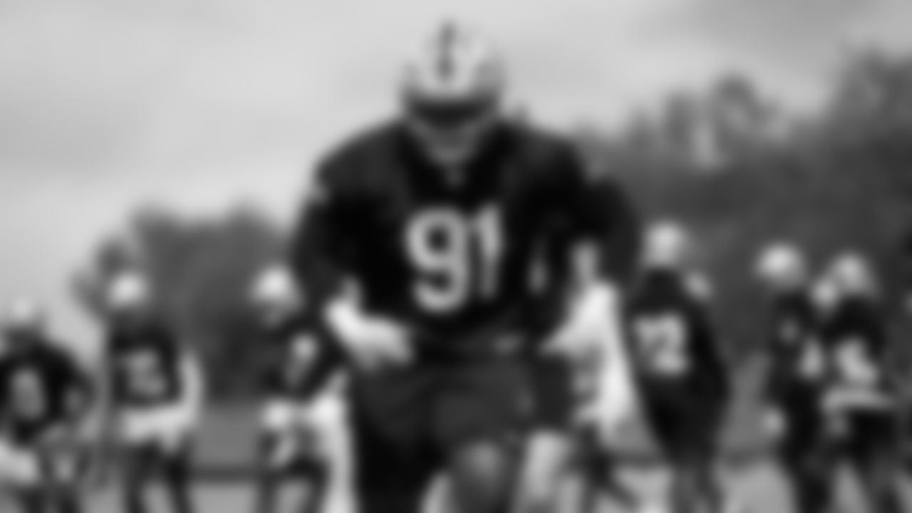 Las Vegas Raiders defensive tackle Matthew Butler (91) at Day Three of 2025 Veteran Minicamp at Intermountain Health Performance Center.