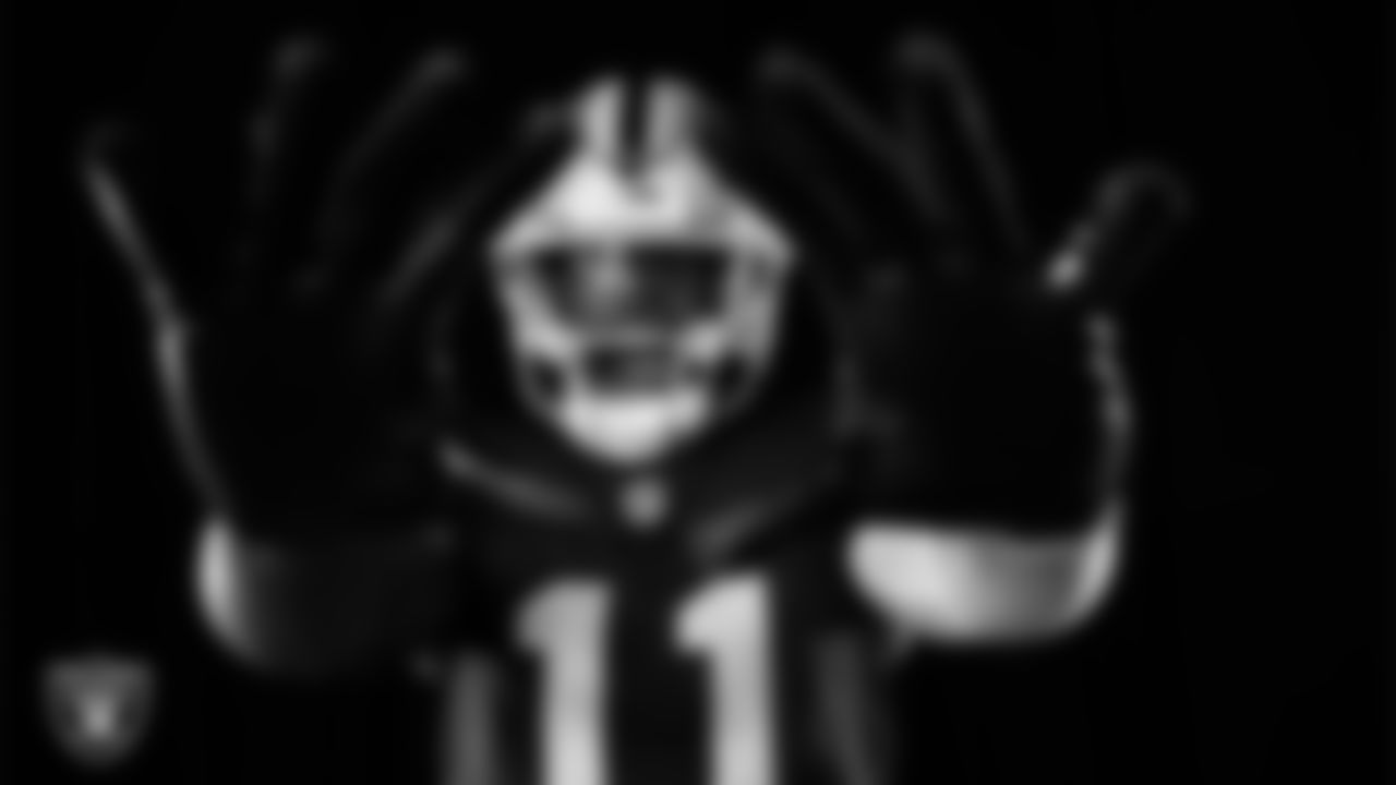 Las Vegas Raiders safety Jeremy Chinn (11) poses for a photo at the 2025 Raiders Media Day.