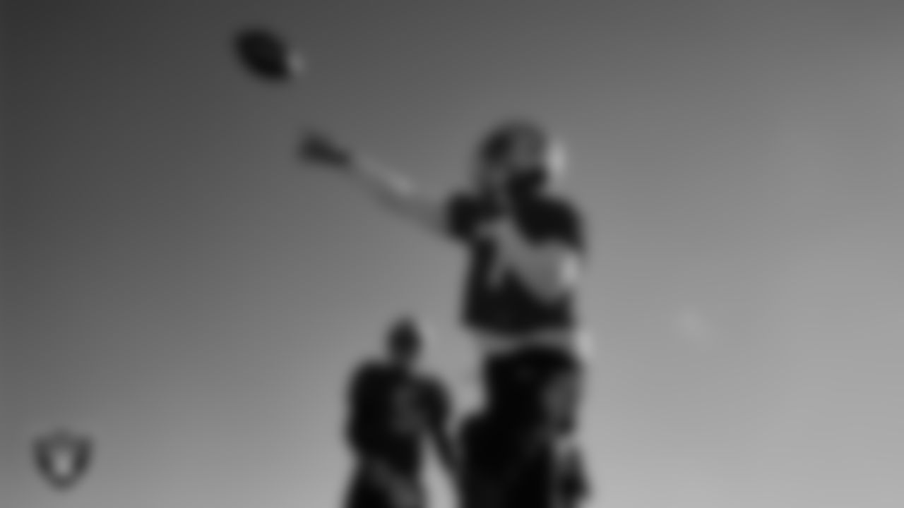 Las Vegas Raiders quarterback Geno Smith (7) during practice at Intermountain Health Performance Center.