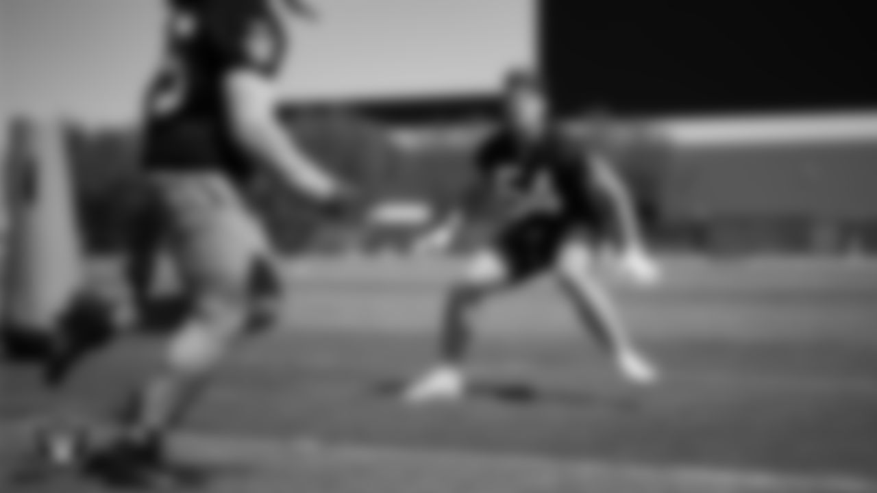 Las Vegas Raiders linebacker Cody Lindenberg (54) at a workout during phase two of the offseason program at Intermountain Health Performance Center.