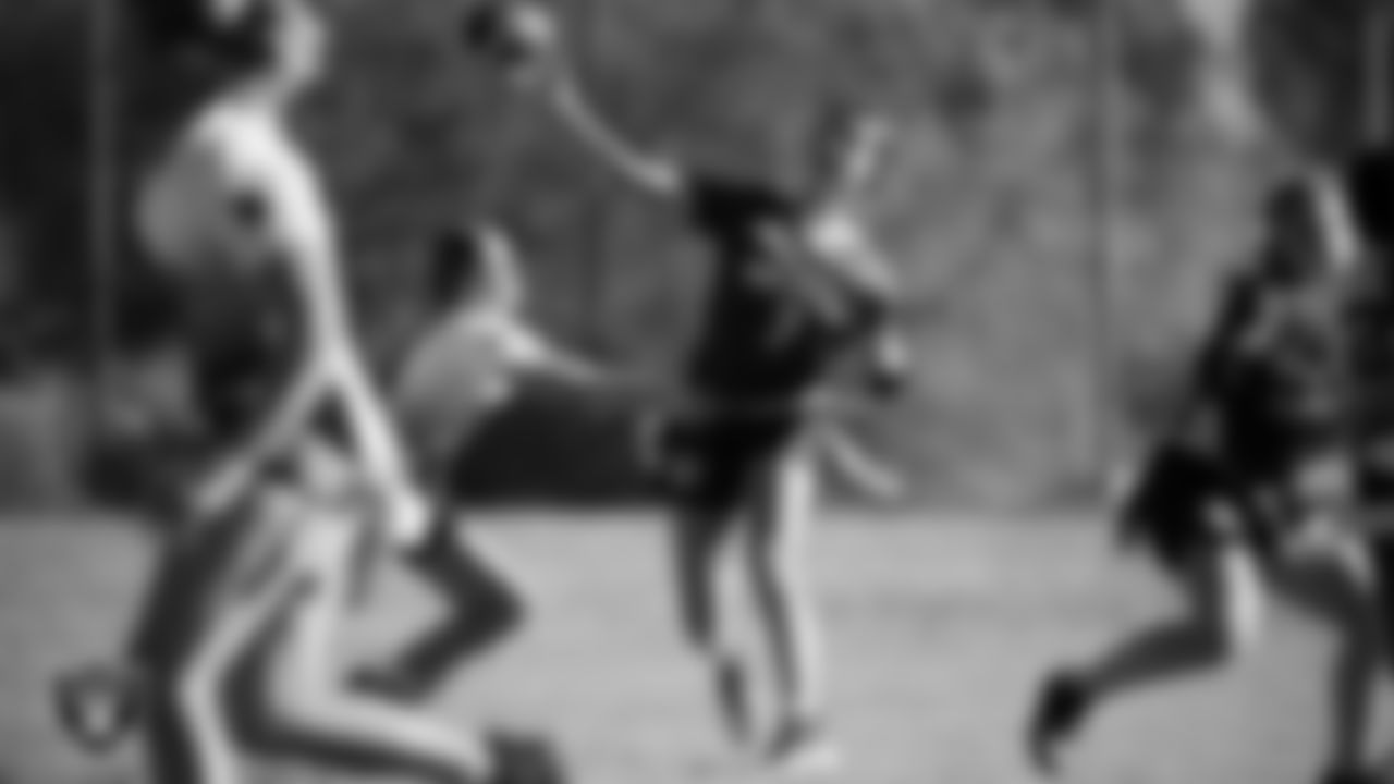 Ralph Cadwallader Middle School hosts Charles Hughes Middle School during the Las Vegas Raiders' Middle School Flag Football Showcase game at Ralph Cadwallader Middle School.