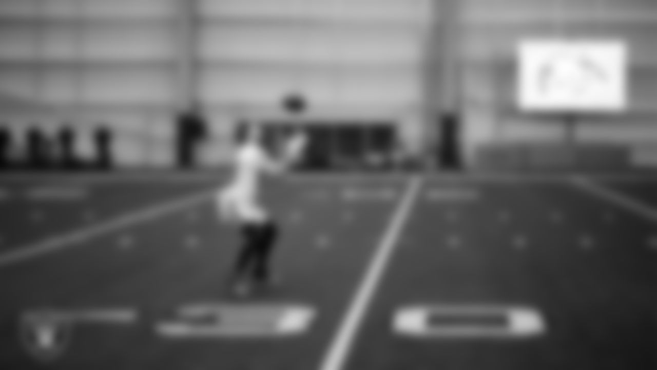 Las Vegas Raiders wide receiver Alex Bachman (81) during practice at Intermountain Health Performance Center.
