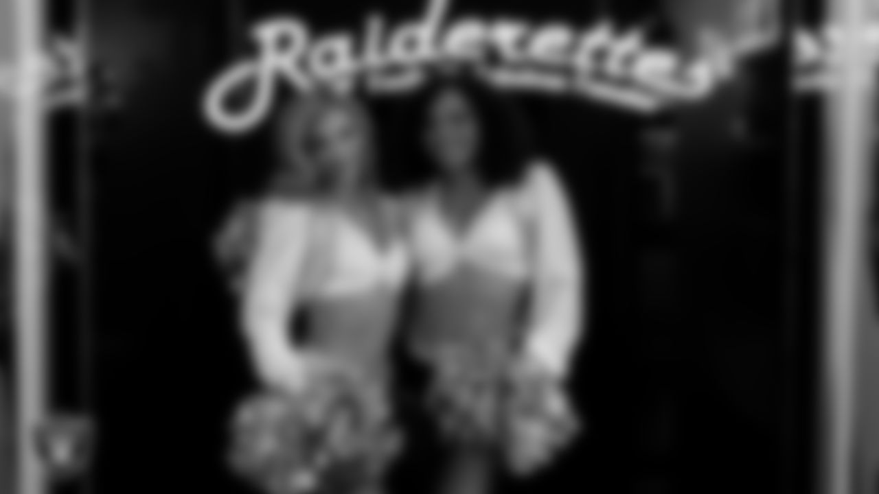 Raiderettes Taylor and Makenna in the locker room before the regular season home game against the Cleveland Browns at Allegiant Stadium.