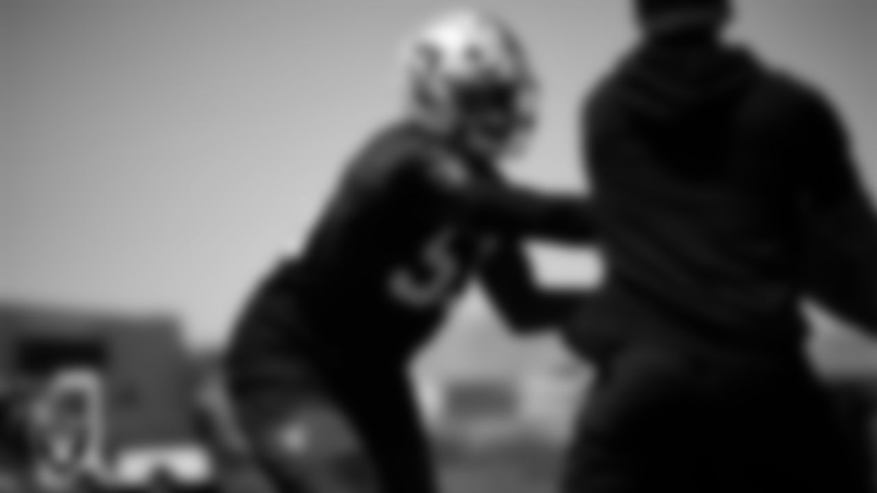 Las Vegas Raiders defensive end Jah Joyner (59) at an Organized Team Activity (OTA) at Intermountain Health Performance Center.